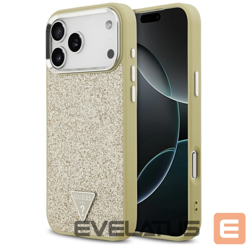 Back panel cover Guess Guess Glitter Triangle Logo MagSafe Case for iPhone 17 Pro Max - Gold