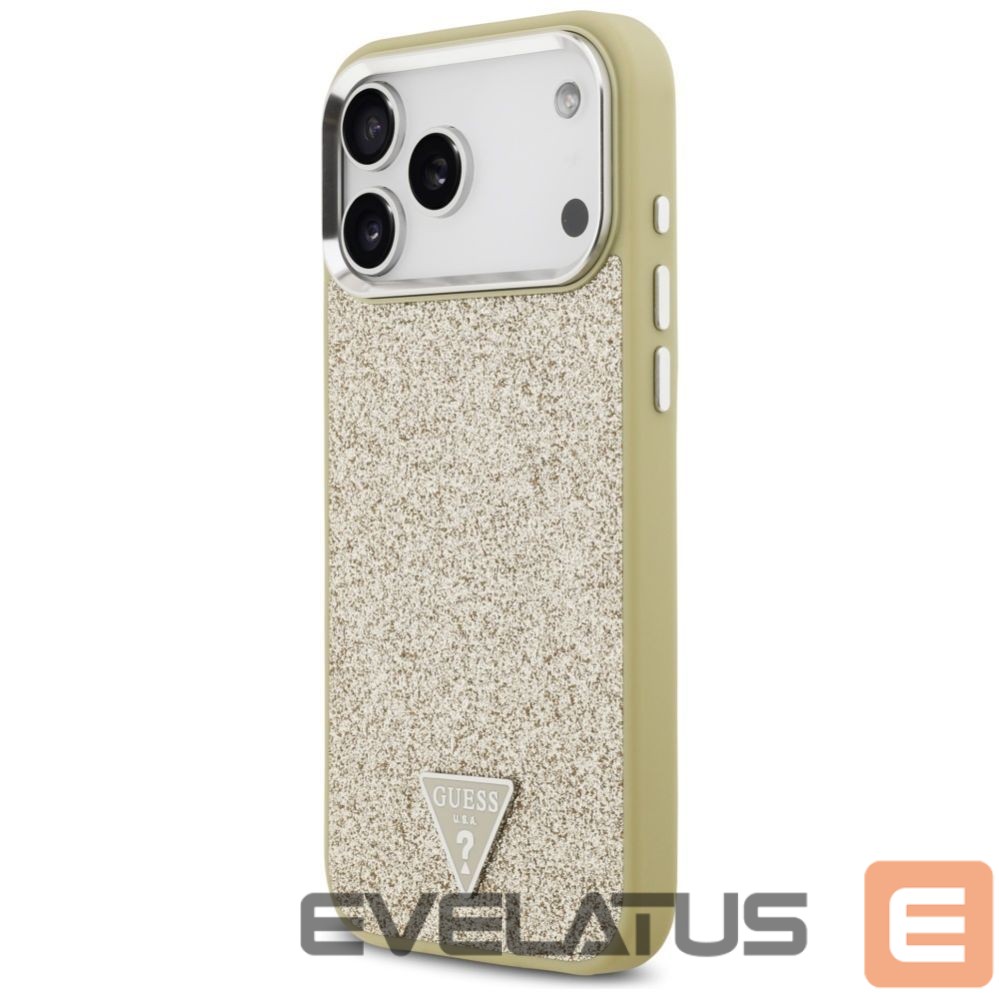 Back panel cover Guess Guess Glitter Triangle Logo MagSafe Case for iPhone 17 Pro Max - Gold