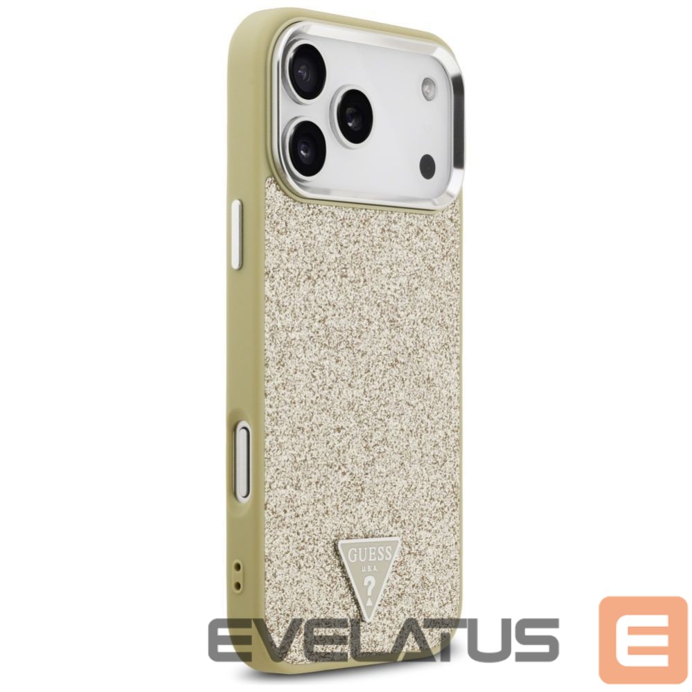 Back panel cover Guess Guess Glitter Triangle Logo MagSafe Case for iPhone 17 Pro Max - Gold