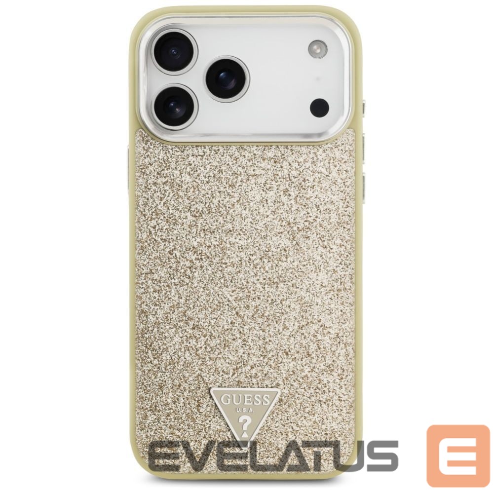 Back panel cover Guess Guess Glitter Triangle Logo MagSafe Case for iPhone 17 Pro Max - Gold
