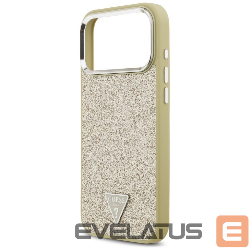 Back panel cover Guess Guess Glitter Triangle Logo MagSafe Case for iPhone 17 Pro Max - Gold