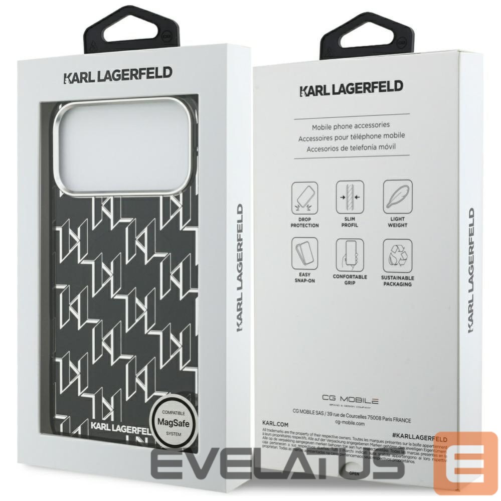 Back panel cover Karl Lagerfeld Karl Lagerfeld IML KL Monogram MagSafe Case for iPhone 17 Pro Max - Black