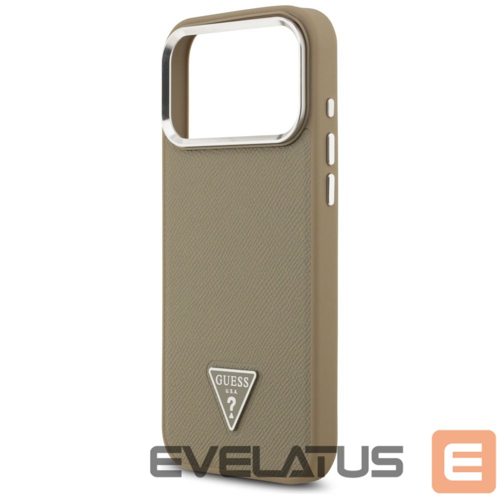 Back panel cover Guess Guess Grained Triangle Logo MagSafe case for iPhone 17 Pro Max - brown