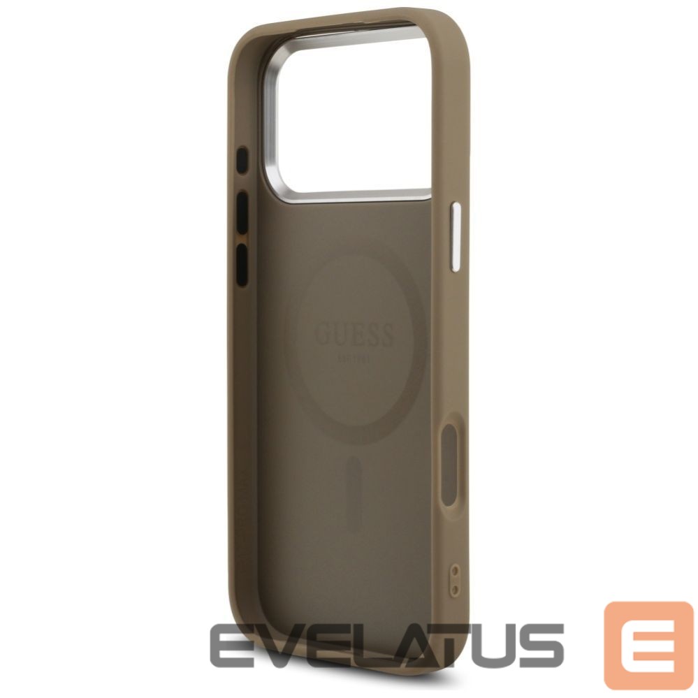 Back panel cover Guess Guess Grained Triangle Logo MagSafe case for iPhone 17 Pro Max - brown