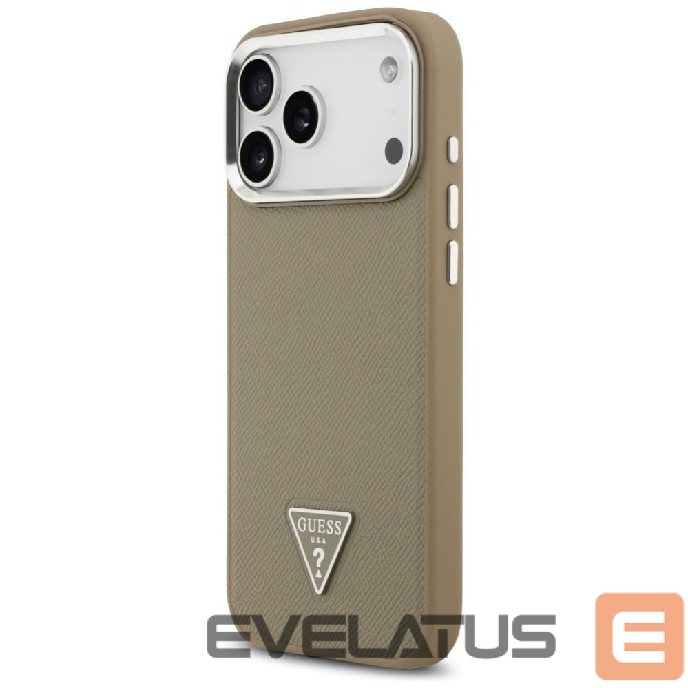 Back panel cover Guess Guess Grained Triangle Logo MagSafe case for iPhone 17 Pro Max - brown