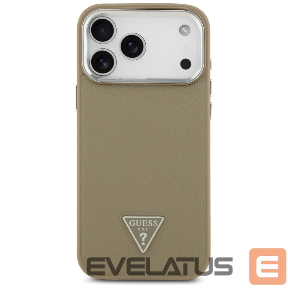 Back panel cover Guess Guess Grained Triangle Logo MagSafe case for iPhone 17 Pro Max - brown