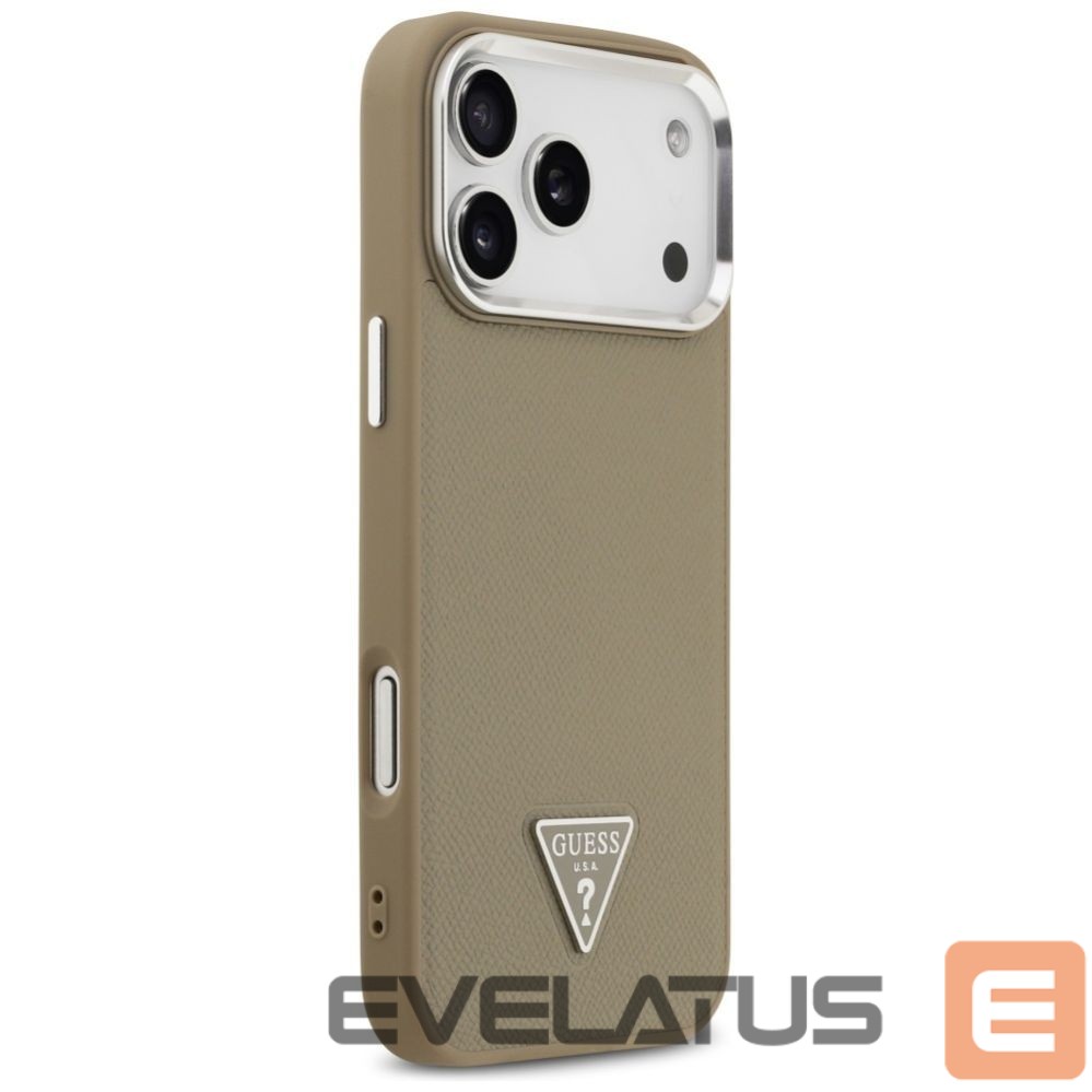 Back panel cover Guess Guess Grained Triangle Logo MagSafe case for iPhone 17 Pro Max - brown