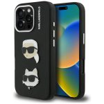 Other goods Karl Lagerfeld  Karl Lagerfeld FW Grained Karl & Choupette Heads Pins Case for iPhone 16 Pro - Black 
