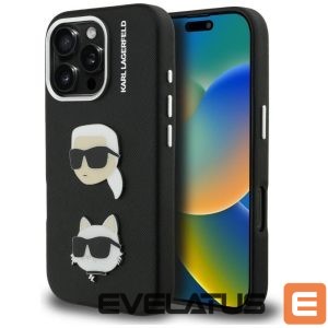 Other goods Karl Lagerfeld  Karl Lagerfeld FW Grained Karl & Choupette Heads Pins Case for iPhone 16 Pro - Black 