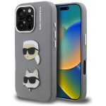Back panel cover Karl Lagerfeld  Karl Lagerfeld FW Grained Karl & Choupette Heads Pins Case for iPhone 16 Pro Max - Gray 