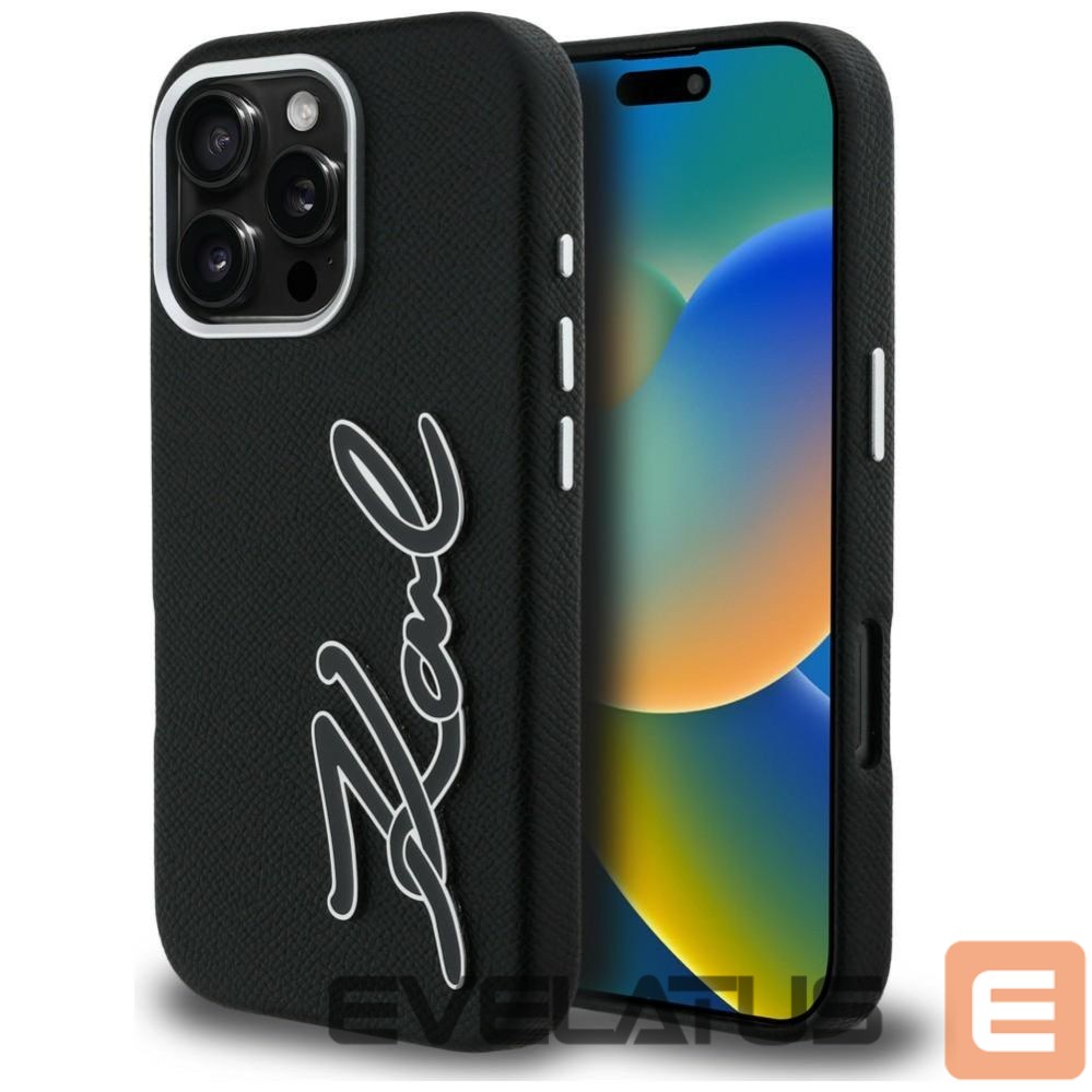 Other goods Karl Lagerfeld Karl Lagerfeld FW Grained Signature Logo Case for iPhone 16 Pro Max - Black