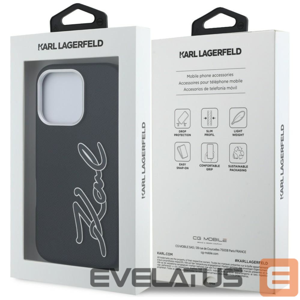 Other goods Karl Lagerfeld Karl Lagerfeld FW Grained Signature Logo Case for iPhone 16 Pro Max - Black