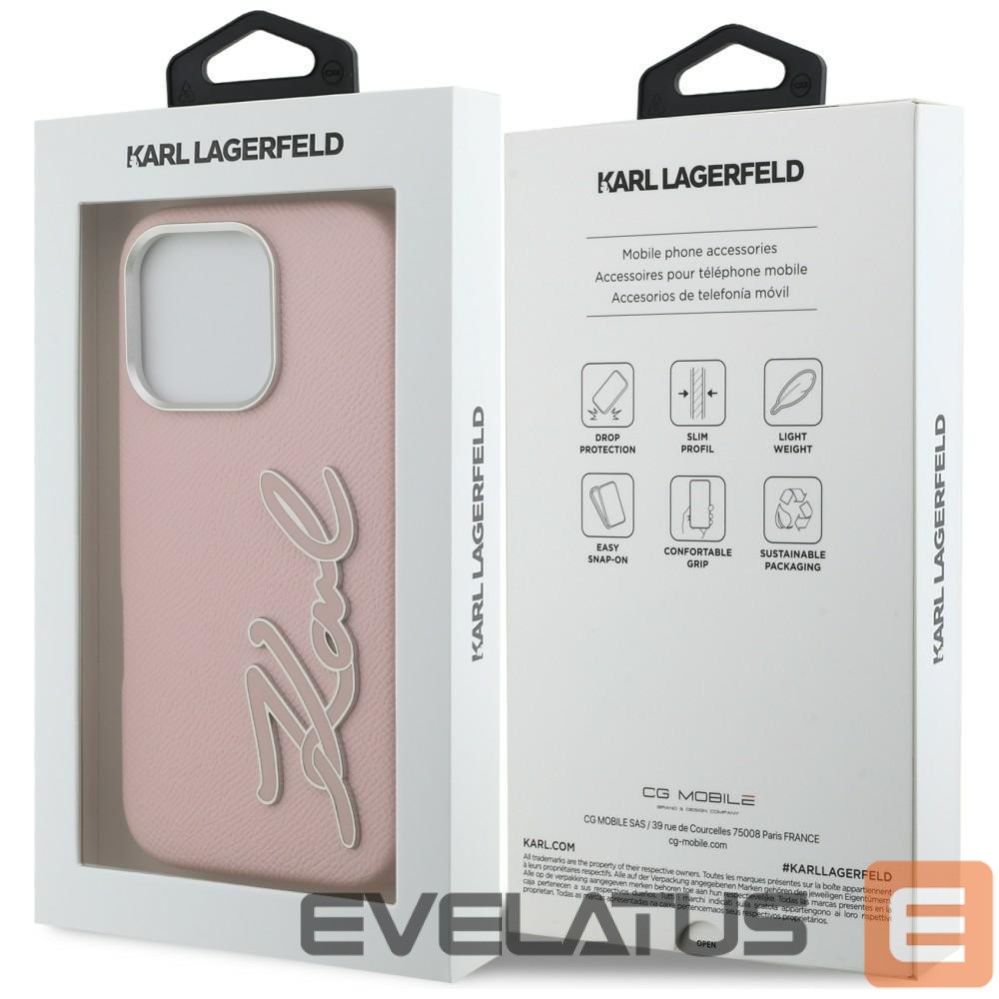 Other goods Karl Lagerfeld Karl Lagerfeld FW Grained Signature Logo iPhone 16 Pro Case - Pink