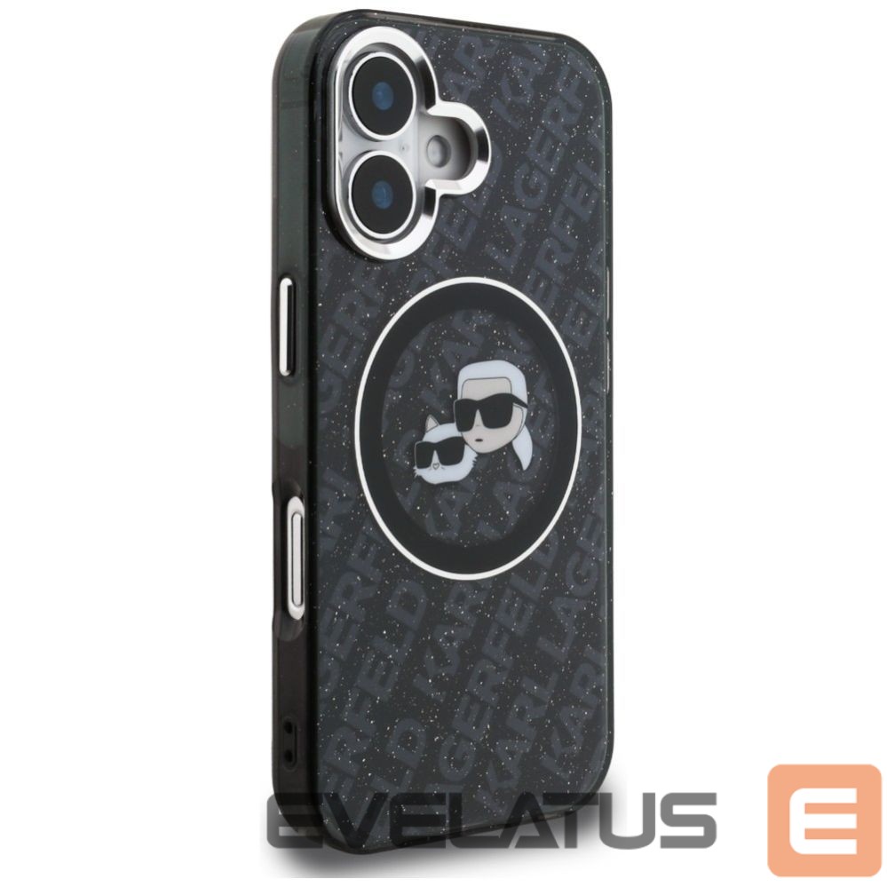 Other goods Karl Lagerfeld Karl Lagerfeld IML Glitter Karl & Choupette Heads Logo MagSafe Case for iPhone 16 - Black