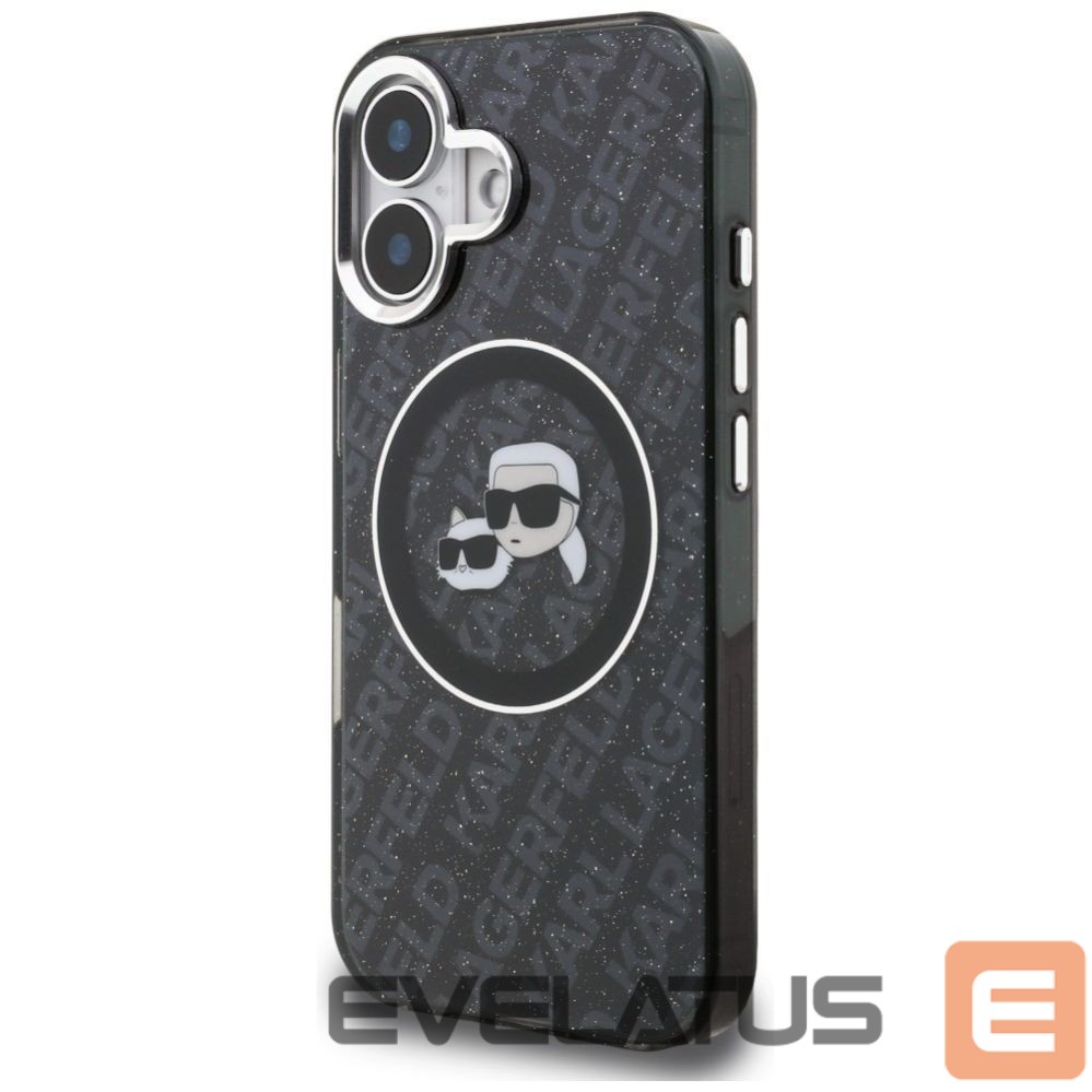 Other goods Karl Lagerfeld Karl Lagerfeld IML Glitter Karl & Choupette Heads Logo MagSafe Case for iPhone 16 - Black