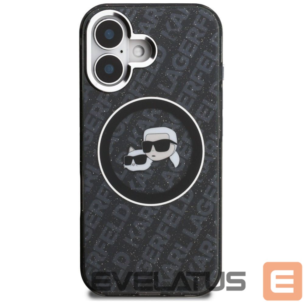 Other goods Karl Lagerfeld Karl Lagerfeld IML Glitter Karl & Choupette Heads Logo MagSafe Case for iPhone 16 - Black