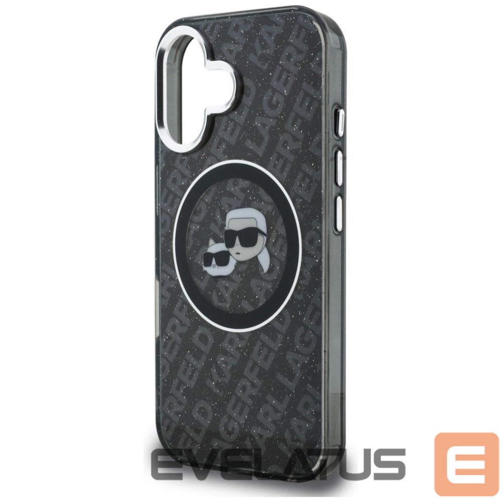 Other goods Karl Lagerfeld Karl Lagerfeld IML Glitter Karl & Choupette Heads Logo MagSafe Case for iPhone 16 - Black