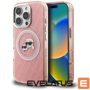 Other goods Karl Lagerfeld  Karl Lagerfeld IML Glitter Karl & Choupette Heads Logo MagSafe Case for iPhone 16 Pro Max - Pink 