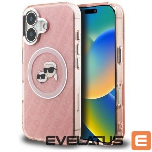 Other goods Karl Lagerfeld  Karl Lagerfeld IML Glitter Karl & Choupette Heads Logo MagSafe iPhone 16 Case - Pink 