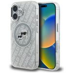 Back panel cover Karl Lagerfeld  Karl Lagerfeld IML Glitter Karl & Choupette Heads Logo MagSafe iPhone 16 Case - Gray 
