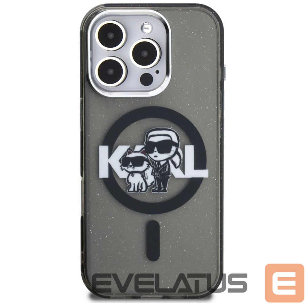 Other goods Karl Lagerfeld Karl Lagerfeld IML Glitter Karl & Choupette Sketch Logo MagSafe Case for iPhone 16 Pro Max - Black