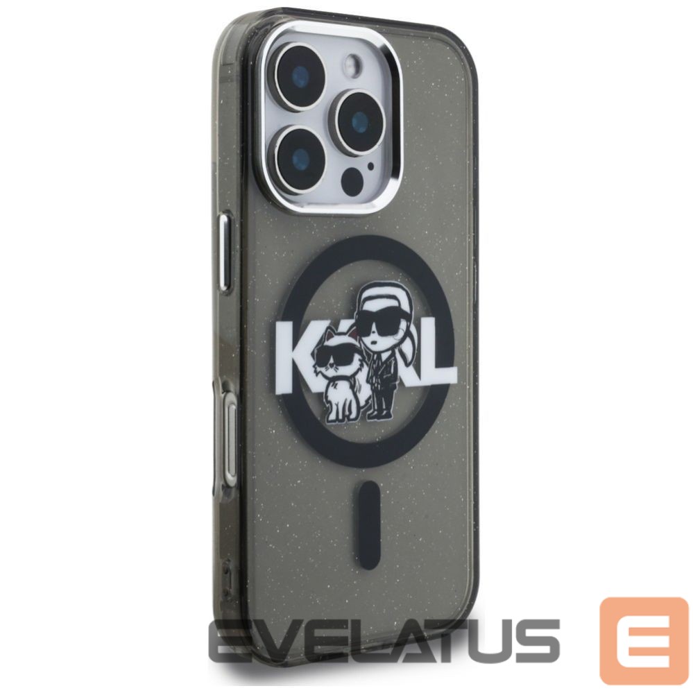 Other goods Karl Lagerfeld Karl Lagerfeld IML Glitter Karl & Choupette Sketch Logo MagSafe Case for iPhone 16 Pro Max - Black