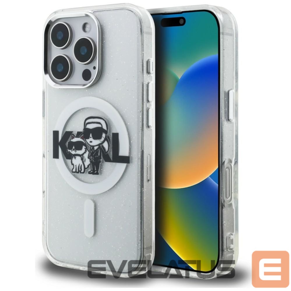 Other goods Karl Lagerfeld Karl Lagerfeld IML Glitter Karl & Choupette Sketch Logo MagSafe Case for iPhone 16 Pro - Clear