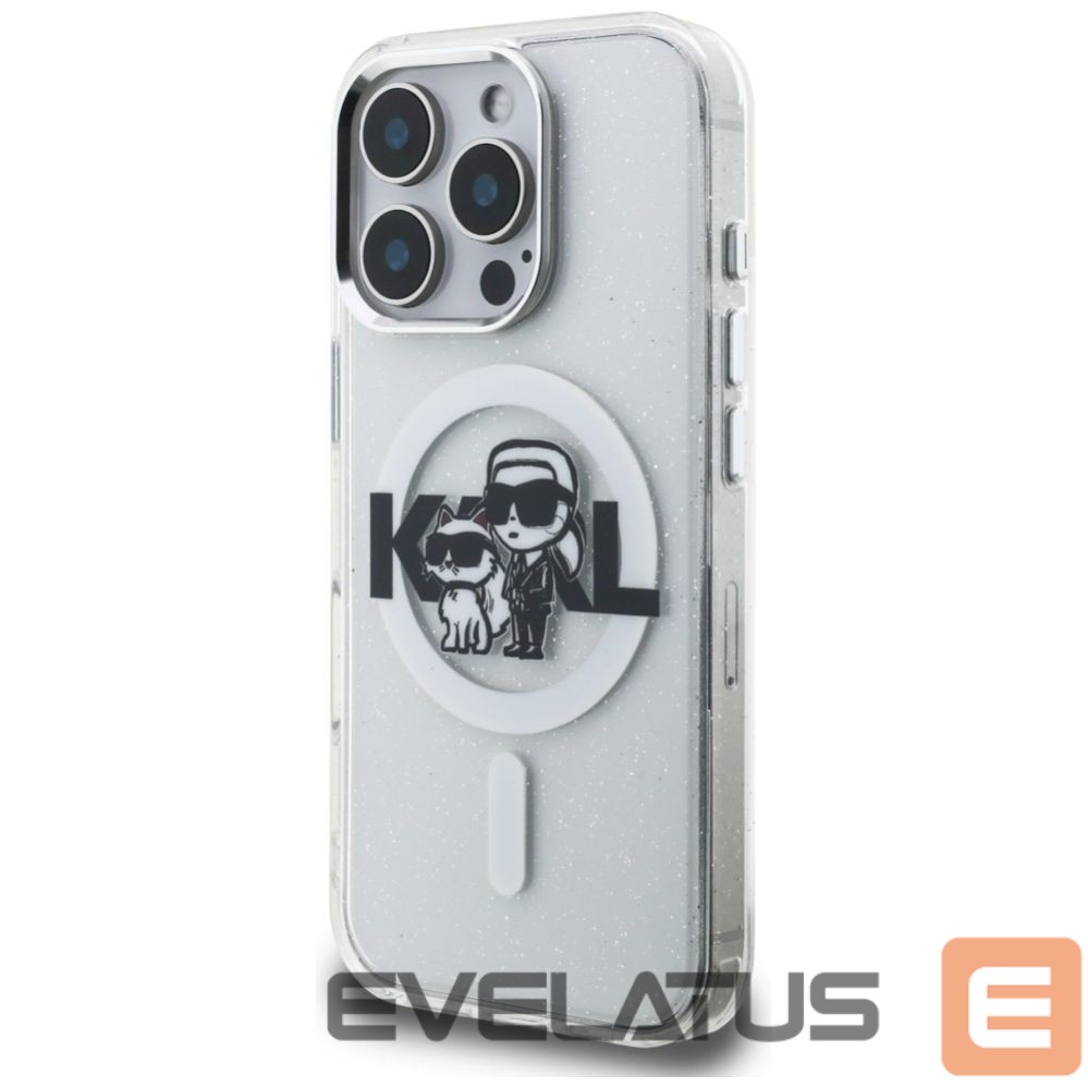 Other goods Karl Lagerfeld Karl Lagerfeld IML Glitter Karl & Choupette Sketch Logo MagSafe Case for iPhone 16 Pro - Clear