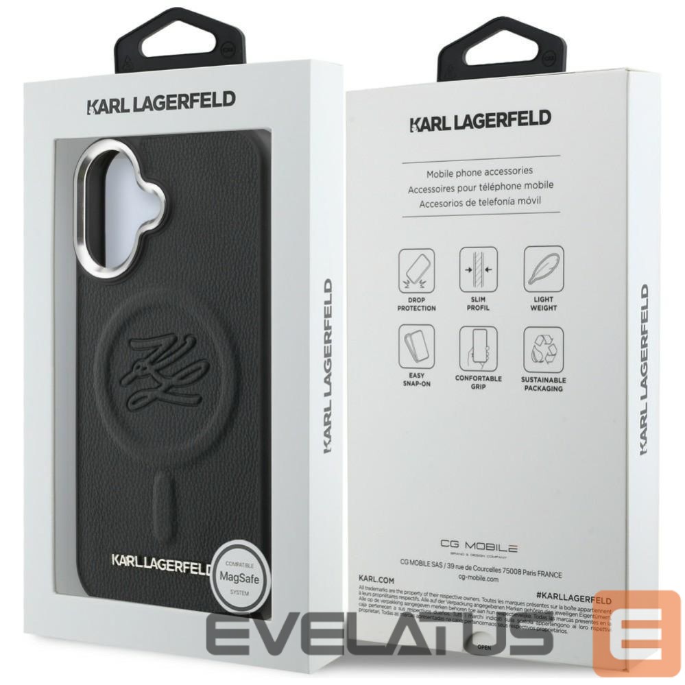 Other goods Karl Lagerfeld Karl Lagerfeld Initial & Metal Logo MagSafe Case for iPhone 16 - Black