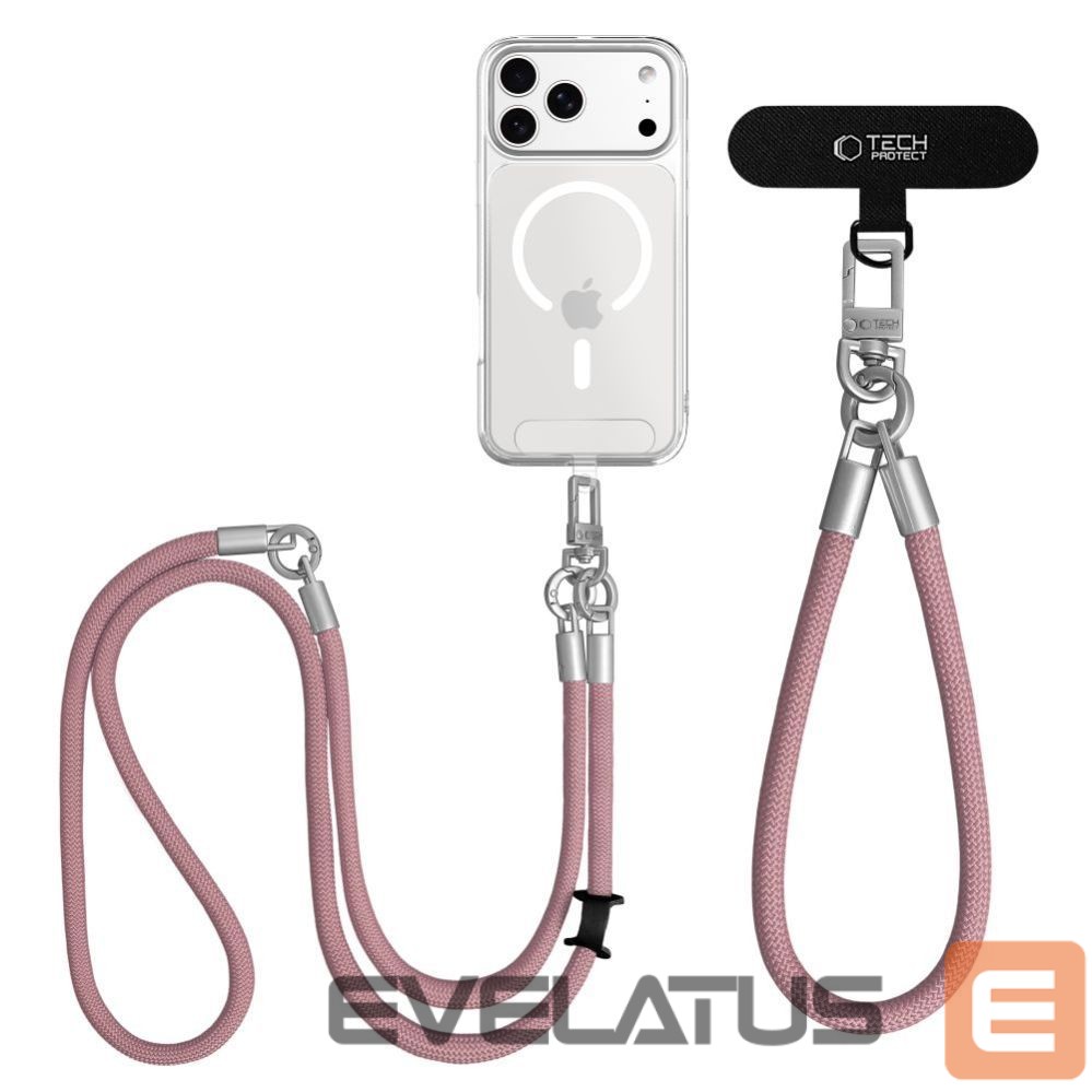 Other goods Tech-Protect Tech-Protect C10S Crossbody Phone Lanyard (114 cm) + Wrist Strap (31 cm) - Pink Titanium