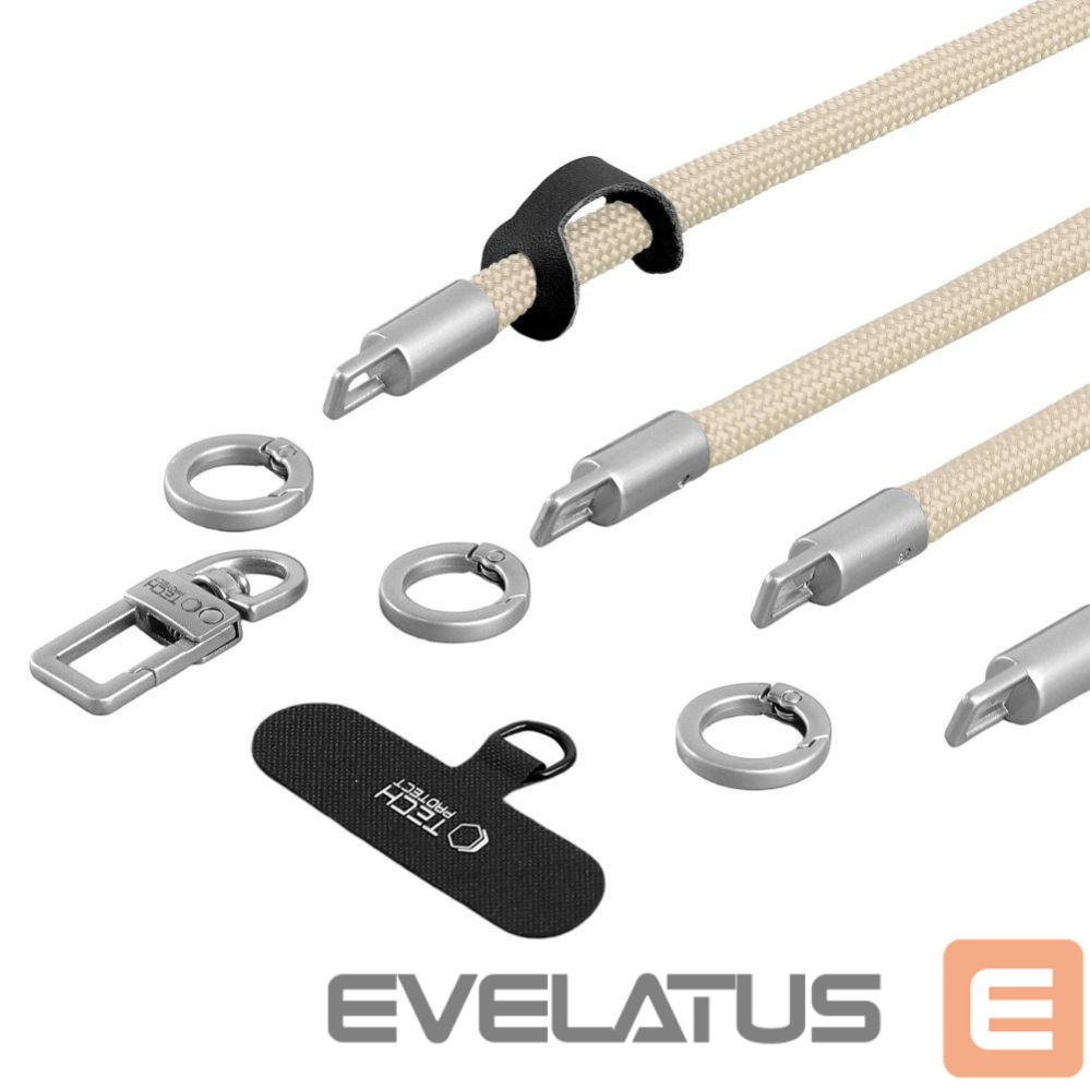 Other goods Tech-Protect Tech-Protect C10S Crossbody Phone Lanyard (114 cm) + Wrist Strap (31 cm) - Beige Titanium