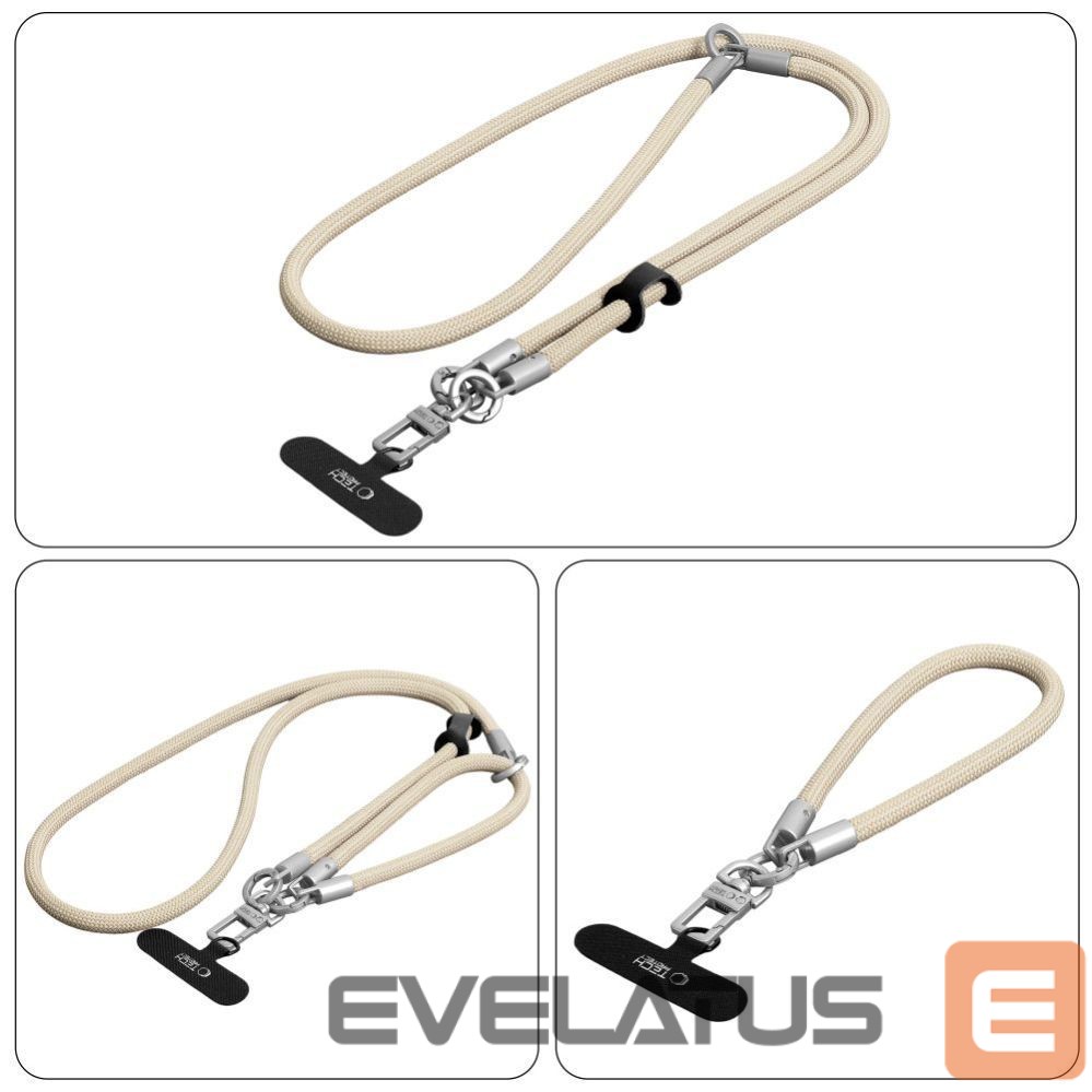 Other goods Tech-Protect Tech-Protect C10S Crossbody Phone Lanyard (114 cm) + Wrist Strap (31 cm) - Beige Titanium
