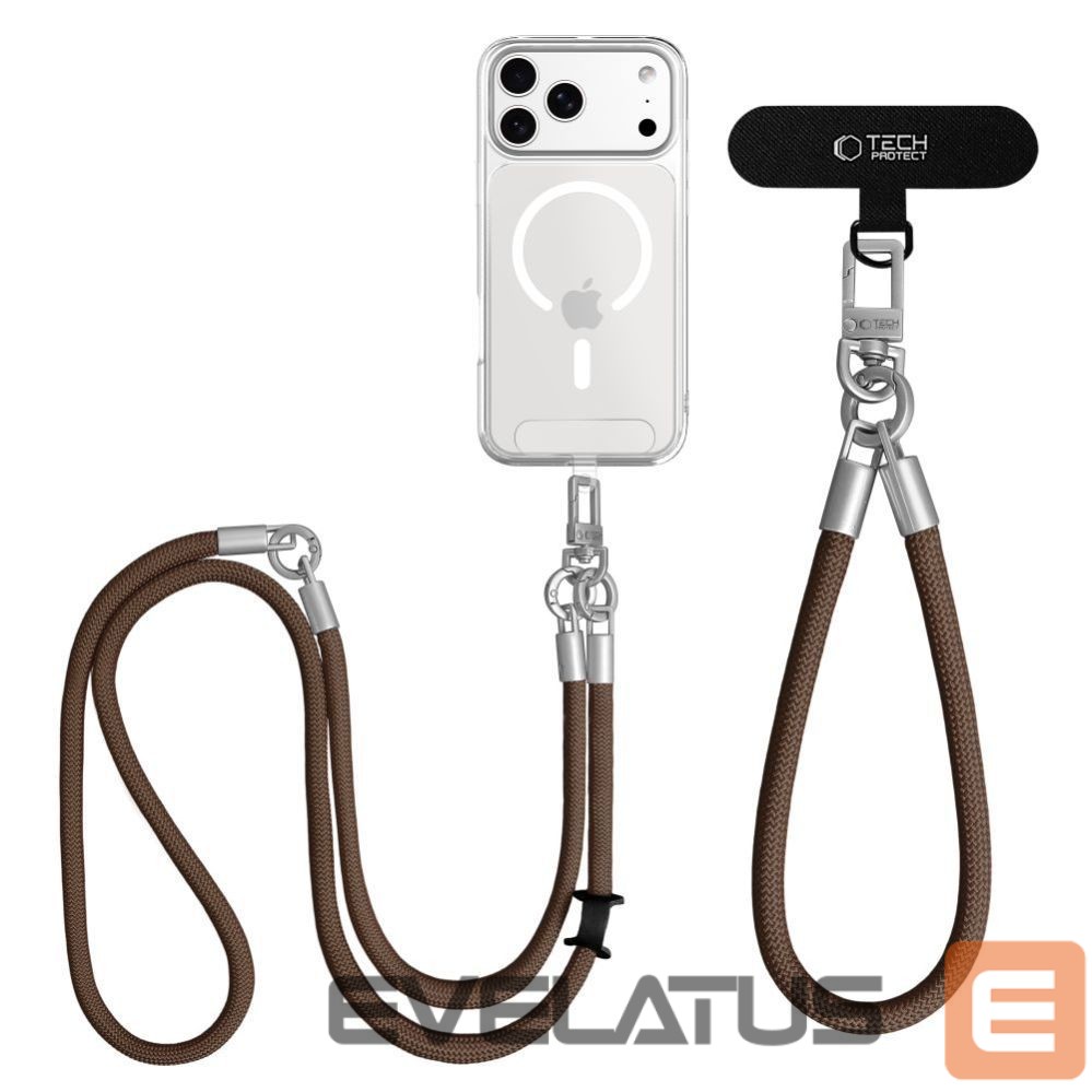 Other goods Tech-Protect Tech-Protect C10S Crossbody phone lanyard (114 cm) + wrist strap (31 cm) - brown-titanium
