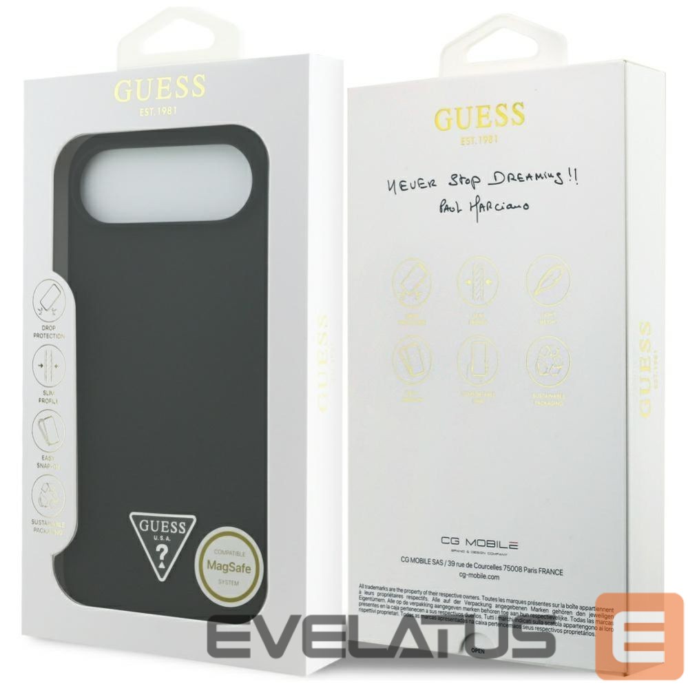 Back panel cover Guess Guess Silicone Triangle Logo MagSafe Case for iPhone 17 Air - Black