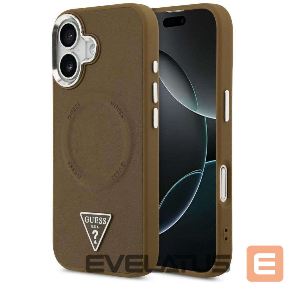Back panel cover Guess Guess Triangle Logo MagSafe case for iPhone 17 - brown