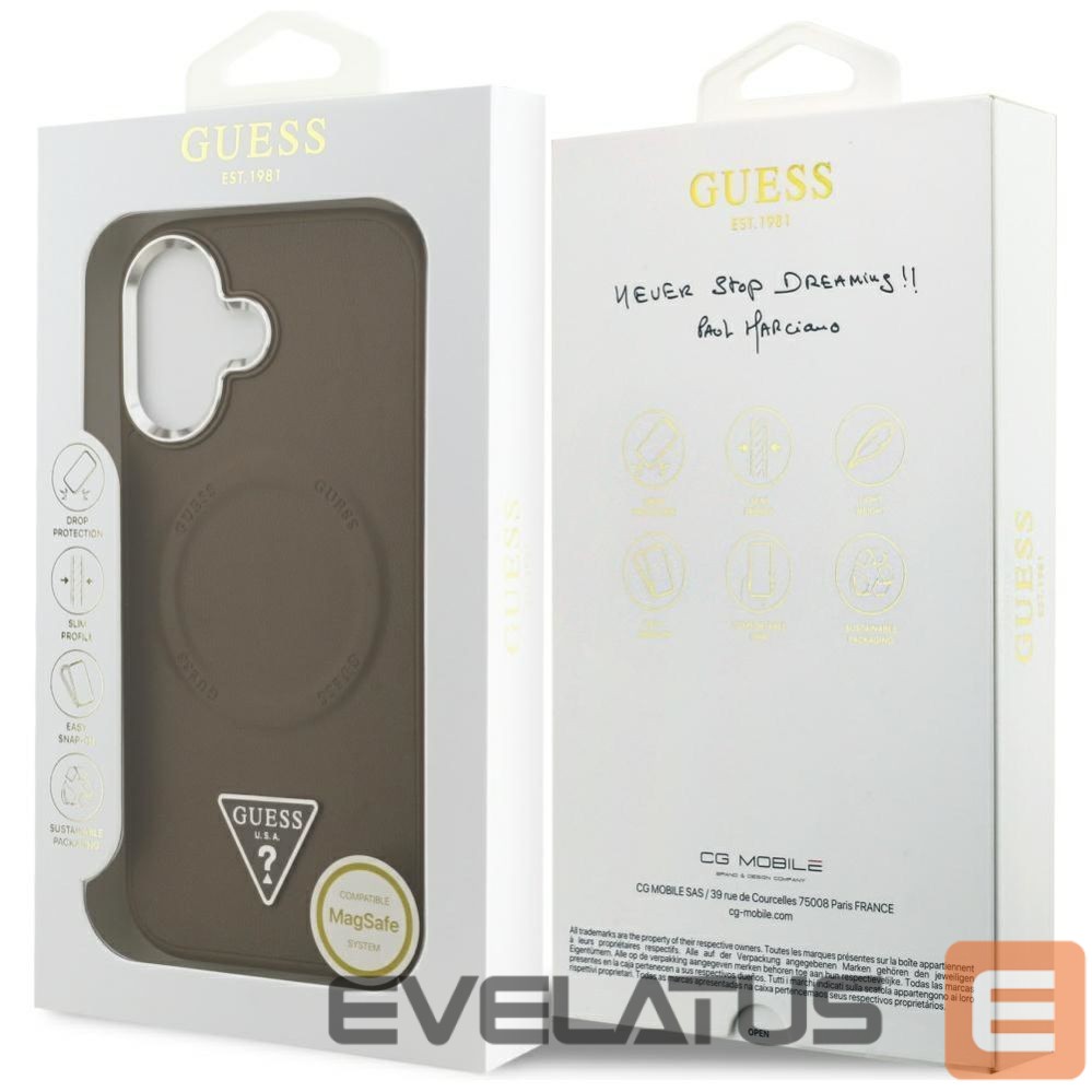 Back panel cover Guess Guess Triangle Logo MagSafe case for iPhone 17 - brown