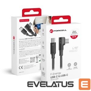 Cable Forcell  Cable USB C to USB C Forcell F-Energy QC4.0 PD 5A 100W Cafule 90° 2 m CC-1Deg black 
