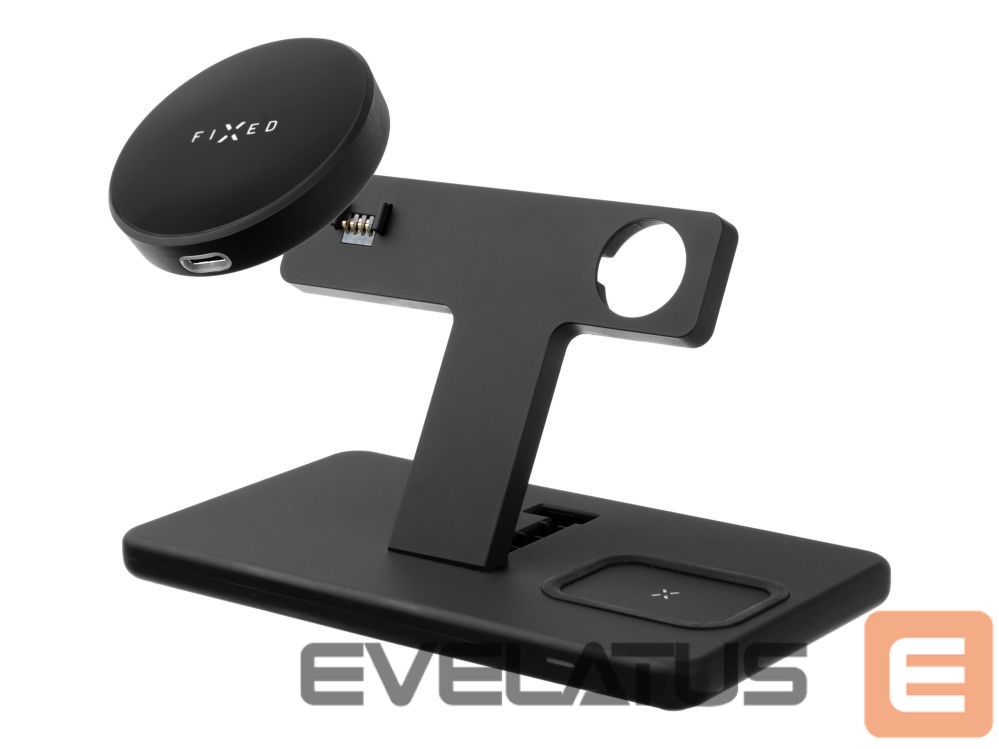 Back panel cover fixed | MagPowerstation 3-in-1 wireless charging stand with MagSafe mount support | FIXMPOS-BK | Black