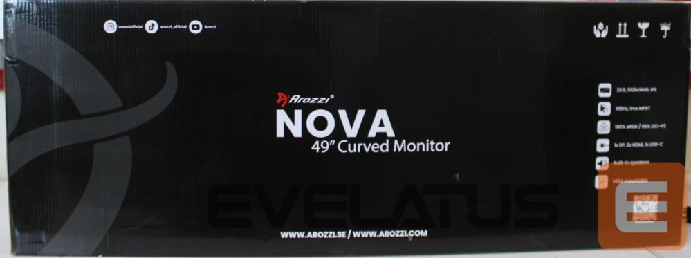 Monitor AROZZI SALE OUT. | | Nova | 49 " | VA | 32:9 | 165 Hz | 4 ms | 5120 x 1440 pixels | 350 cd/m² | HDMI ports quantity 2 | Black | Warranty 24 month(s) | DAMAGED PACKAGING, MISSING KEY, STICKERS AND USB-C CABLE