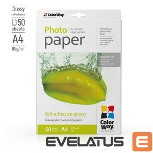 Office supplies ColorWay  Self-adhesive Photo Paper | Glossy | 115-80 g/m² | A4 