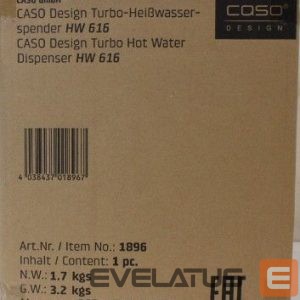 Teapot Caso  SALE OUT.  HW 616 Turbo Hot Water Dispenser, Capacity 2.5 L, Stainless steel, Black | SALE OUT.  Turbo Hot Water Dispenser | HW 616 | Water Dispenser | 2600 W | 2.5 L | Plastic/Stainless Steel | Black/Stainless Steel | DAMAGED PACKAGING 