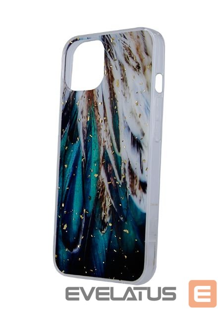 Back panel cover iLike Apple Gold Glam case for iPhone 14 Pro 6,1 feathers