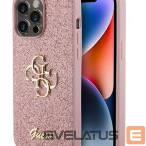 Back panel cover Guess Apple iPhone 15 Pro Max Fixed Glitter 4G Metal Logo Case Pink