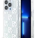 Back panel cover DKNY Apple iPhone 15 Pro Max 6.7 hardcase Liquid Glitter Multilogo White