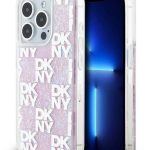 Back panel cover DKNY Apple iPhone 15 Pro 6.1 hardcase Liquid Glitter Multilogo Pink
