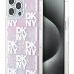 Back panel cover DKNY Apple iPhone 15 Pro Max 6.7 hardcase Liquid Glitter Multilogo Pink