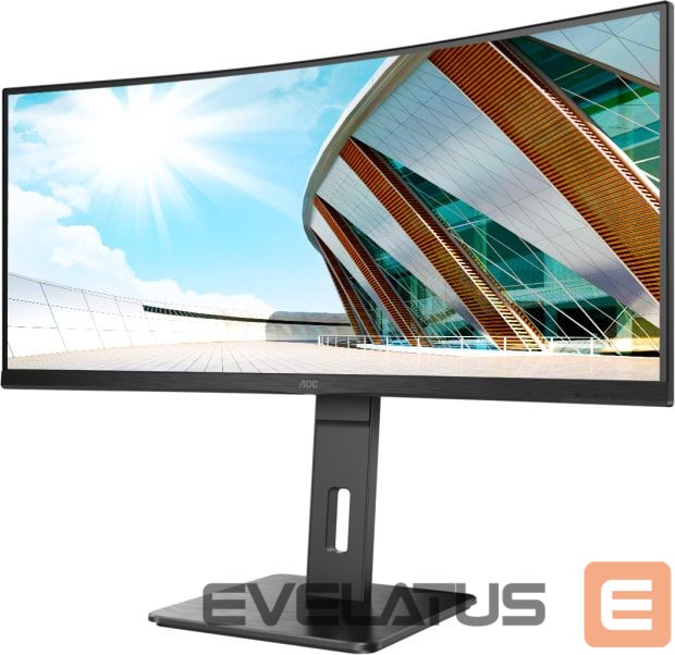 Monitor AOC Curved Monitor CU34P2A 34 ", VA, 3440 × 1440, 21:9, 1 ms, 300 cd/m², Black, Headphone out (3.5mm)
