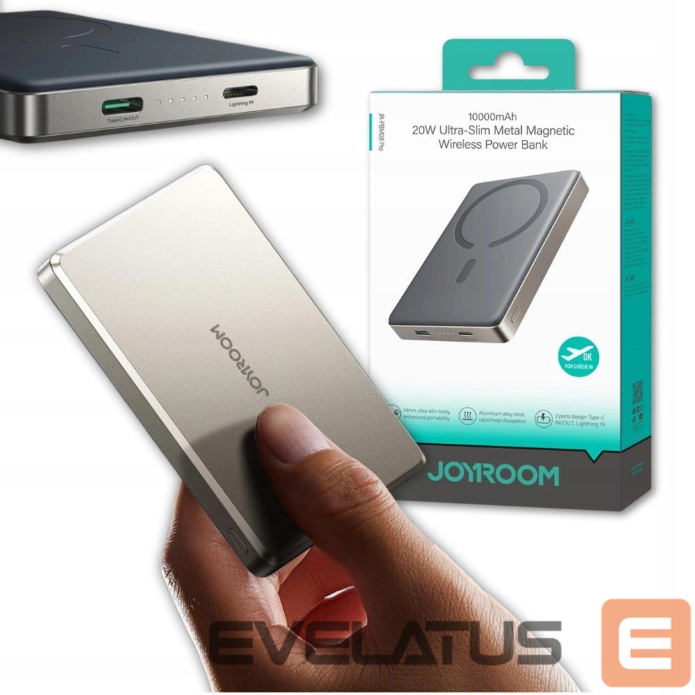 Wireless charger Joyroom JR-PBM08 Pro Power Bank 10000mAh 22.5W with Wireless Charging Titanium Gray