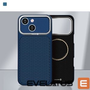 Back panel cover Evelatus Apple iPhone 15 Carbon Premium Edition MagSafe case Midnight Blue