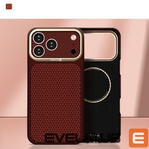 Back panel cover Evelatus Apple iPhone 18 Pro Carbon Premium Edition MagSafe case Burgundy